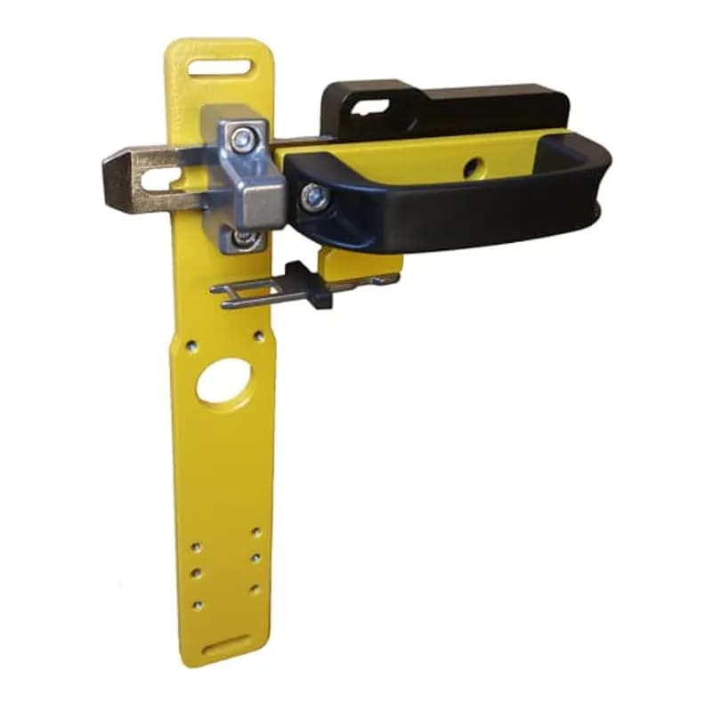 Slide lock for MKey8 and MKey9, right. Rugged metal construction that withstands shearing forces of up to 10000N (1000kg) on large hinged doors. Mkey not included.