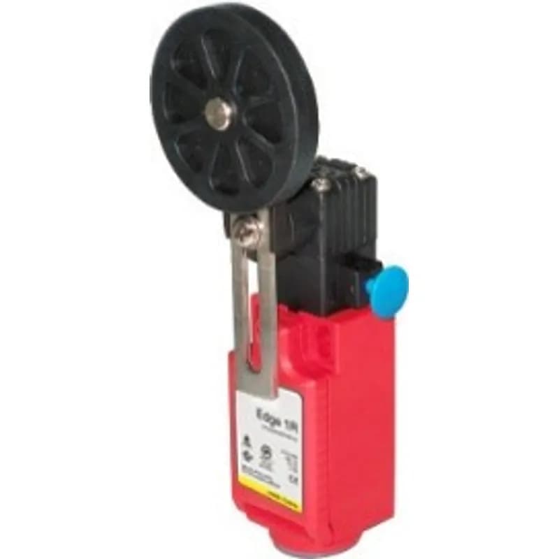 Safety limit switch with reset, 2NC + 1NO contacts, 1/2NPT conduit entry, plastic, with long roller lever.