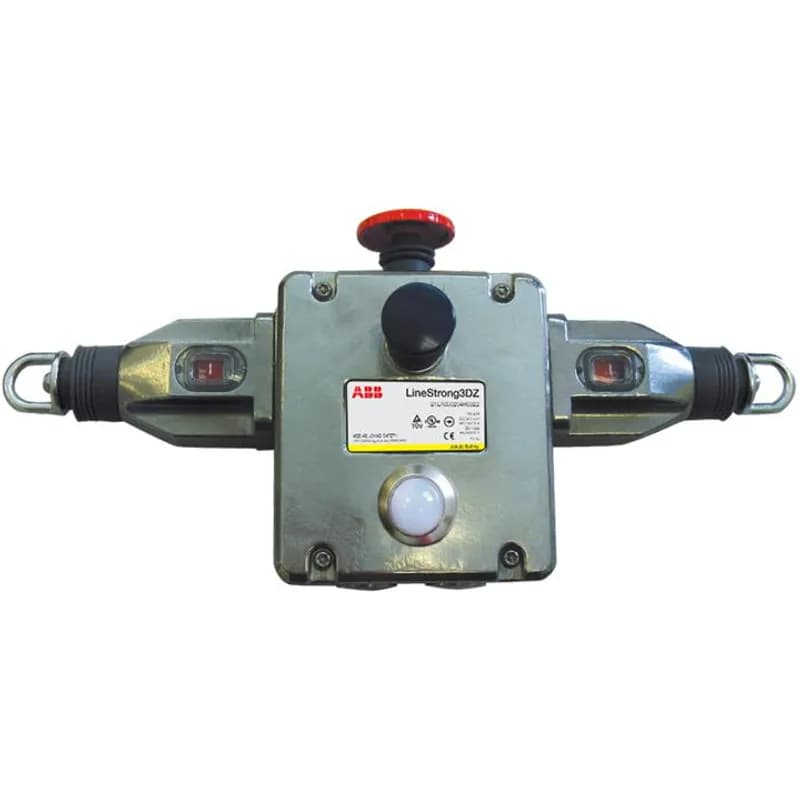 Rope Pull Emergency Stop, stainless steel housing , with 1/2NPT entry, 4NC + 2NO, dual sided, for spans up to 200m (1 rope pull) or mulitple rope pulls with 125m between each rope pull, with 110VAC LED