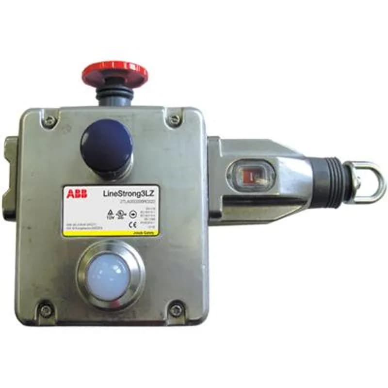 ABB - Electrification 2TLA050206R1224 - Rope Pull Emergency Stop, stainless steel housing , with 1/2NPT entry, 4NC + 2NO, for rope pull installation to the left, for spans up to 100m (1 rope pull) or 125m (2 rope pulls), with 230VAC LED