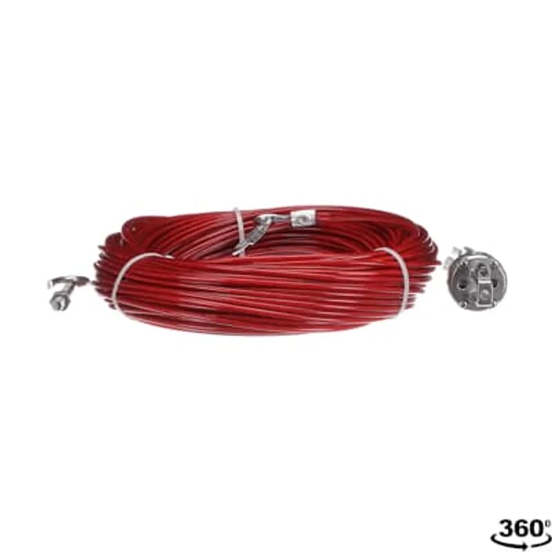 ABB - Electrification 2TLA050210R0520 - 50m Stainless Steel rope pull kit. Includes 50m Wire (One end is terminated with thimble and permanent clamp), 20 pcs Eyebolts, 1 pcs Tensioner, 1 pcs Allen Key, 1 pcs QuickLink.
