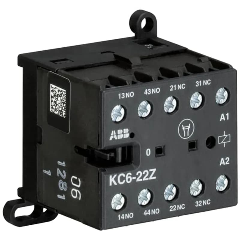The KC6-22Z mini contactor relay is a compact 4 pole contactor relay with screw terminals. They are ideally suited for applications where reliability is a must and space is at a premium. Mini contactors relays are used in residential buldings, commercial buildings and industrial applications for switching of control signals up to 3 A / 400 V (AC-15). Further features are the noiseless and hum-free coil and a a switch position indication.