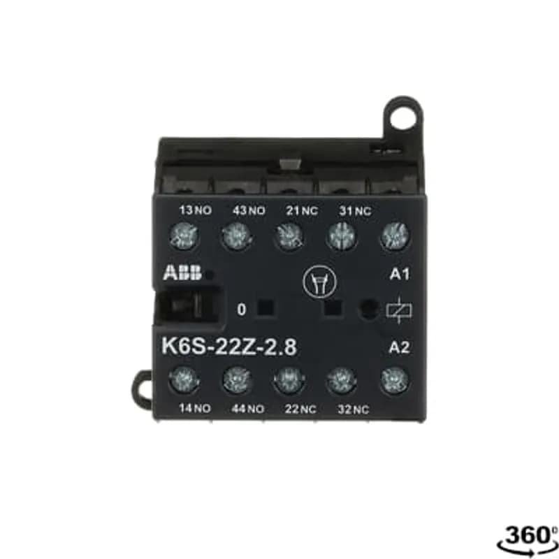 The K6S-22Z mini contactor relay is a compact 4 pole contactor relay with screw terminals. They are ideally suited for applications where reliability is a must and space is at a premium. Mini contactors relays are used in residential buldings, commercial buildings and industrial applications for switching of control signals up to 3 A / 400 V (AC-15). Due to the low coil consumption, this device can be directly controlled by a PLC. Further features are the noiseless and hum-free coil, the integrated protective circuit with diodes and additional overvoltage protection, a switch position indication and the integrated possibility for rail or wall mounting.