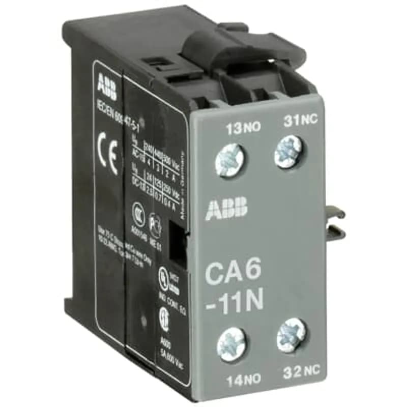 CA6-11N is an auxiliary contact for side with 2 auxiliary contact and screw terminals.
