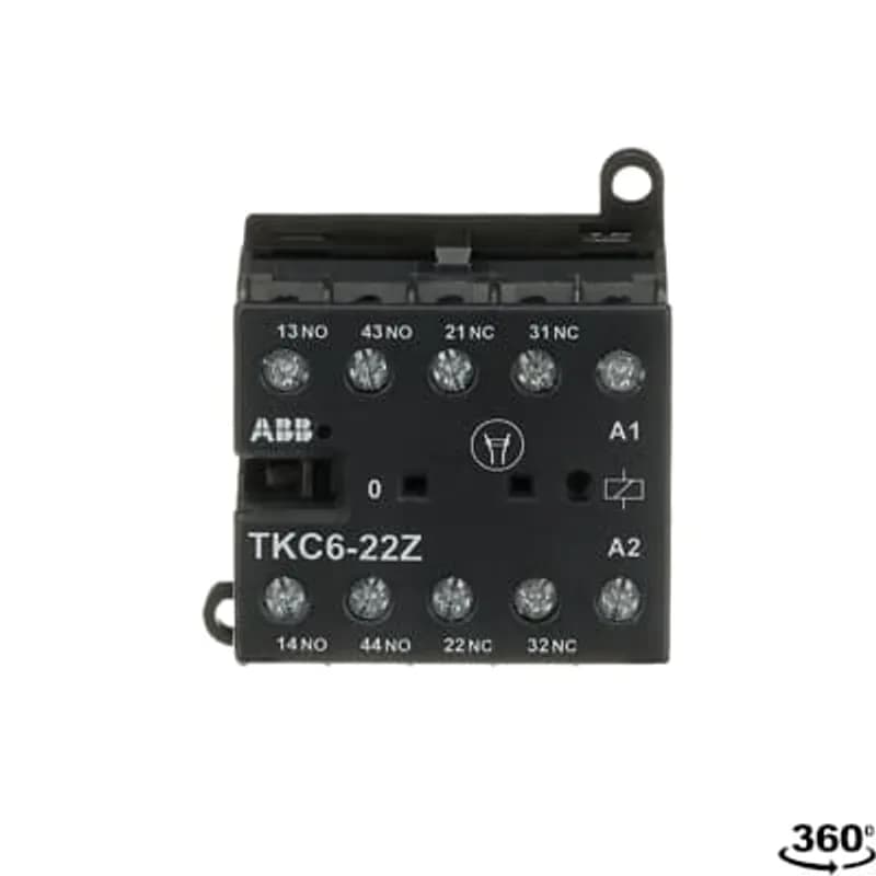 The TKC6-22Z mini contactor relay is a compact 4 pole contactor relay with screw terminals. They are ideally suited for applications where reliability is a must and space is at a premium. Mini contactors relays are used in residential buldings, commercial buildings and industrial applications for switching of control signals up to 3 A / 400 V (AC-15). Further features are the noiseless and hum-free coil and a a switch position indication.