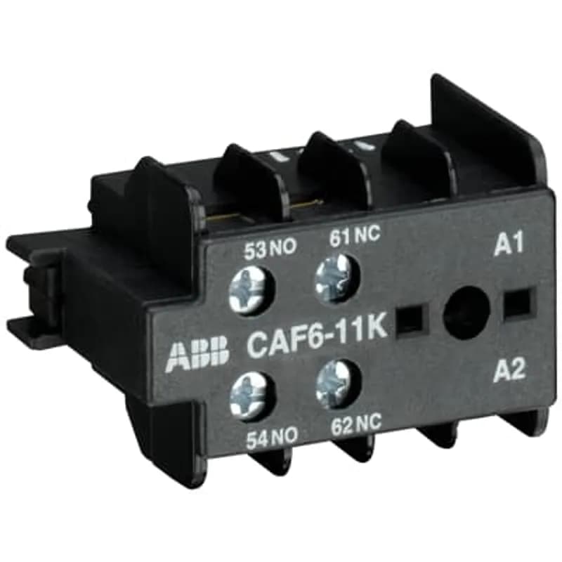 The CAF6-11K is an auxiliary contact for front mounting with 2 auxiliary contact and screw terminals.