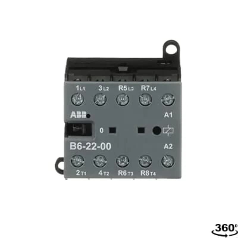 The B6-22-00 mini contactor is a compact 4 pole contactor with screw terminals. They are ideally suited for applications where reliability is a must and space is at a premium. Mini contactors are used in residential buldings, commercial buildings and industrial applications for the control of single or three-phase loads up to 4 kW (AC-3) and 20 A / 690 V (AC-1) or switching of control signals. Further features are the silent coil, a switch position indication and the integrated possibility for rail or wall mounting.