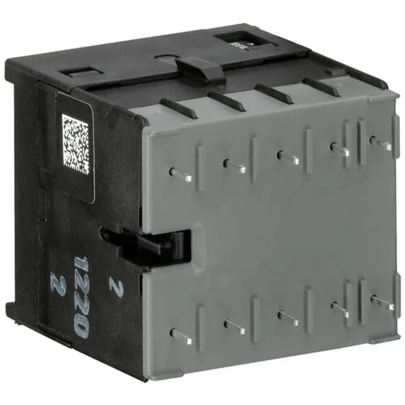 ABB - Electrification B6-30-10-P84 - The B6-30-10-P mini contactor is a compact 3 pole contactor with 1 auxiliary contact and soldering pins. They are ideally suited for applications where reliability is a must and space is at a premium. Mini contactors are used in residential buldings, commercial buildings and industrial applications for the control of single or three-phase loads up to 4 kW (AC-3) and 20 A / 690 V (AC-1) or switching of control signals. Further features are the silent coil, a switch position indication and the integrated possibility for rail mounting.