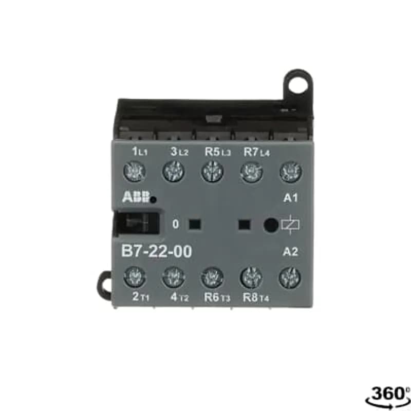 The B7-22-00 mini contactor is a compact 4 pole contactor with screw terminals. They are ideally suited for applications where reliability is a must and space is at a premium. Mini contactors are used in residential buldings, commercial buildings and industrial applications for the control of single or three-phase loads up to 5.5 kW (AC-3) and 20 A / 690 V (AC-1) or switching of control signals. Further features are the silent coil, a switch position indication and the integrated possibility for rail or wall mounting.