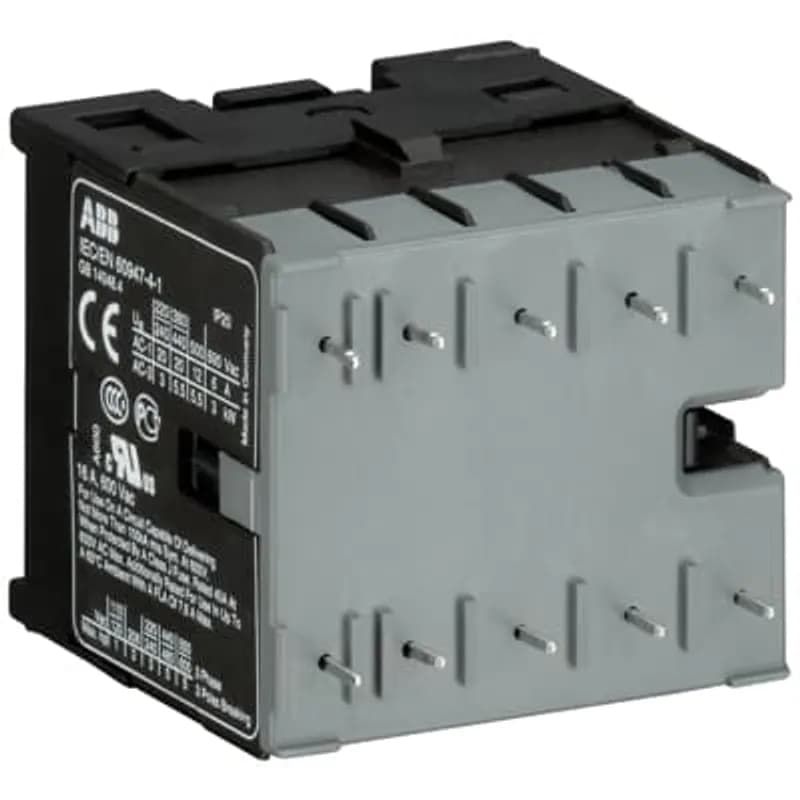 The BC7-40-00-P mini contactor is a compact 4 pole contactor with soldering pins. They are ideally suited for applications where reliability is a must and space is at a premium. Mini contactors are used in residential buldings, commercial buildings and industrial applications for the control of single or three-phase loads up to 5.5 kW (AC-3) and 20 A / 690 V (AC-1) or switching of control signals. Further features are the noiseless and hum-free coil and a switch position indication.