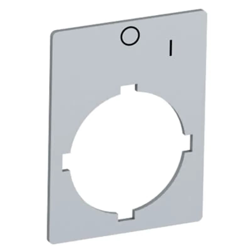 Rectangular legend plate 29,6x39 mm aluminum for 2-position selector switch with text: Pos 21:O Pos 22:I