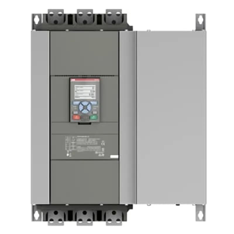 The softstarter PSTX1050-600-70 has a rated maximum operational current of 1050 A with an operating voltage span from 208...600 V AC. The rated control voltage is between 100...250 V AC at 50/60 Hz. PSTX features a three-phase control soft start and stop through a voltage or a torque ramp. It has built-in bypass for easy installation and energy saving. A RUN, TOR and Event signal is available from relay outputs in NO (normally open state). The PSTX has functions such as current limit, kickstart, analog output, EOL, motor heating and pump cleaning. PSTX also features features jog, braking, stand-still brake, diagnostics, sequence start and emergency/fire pump mode as standard.To interact with PSTX, it has a detachable full graphic display with IP66 and 4x outdoor rating. There are four ways to communicate with PSTX. It can be done by hardwire inputs Start/Stop/Reset of fault, and by three programmable digital inputs. Another popular option is the built-in Fieldbus communication Modbus RTU and incl optional ANYBUS modules with every major protocol such as for example Profinet, Profibus, Modbus TCP, Ethernet IP and others. Another way to communicate with PSTX is to use an external adaptor and a Fieldbus plug. PSTX is the complete alternative for any motor starting application. It’s suitable for medium to large-sized three-phase motors with nominal currents from 30...1250 A inline connection or 52...2160 A inside delta connection. Typical applications are, for example, pumps, fans, compressors, and conveyors.