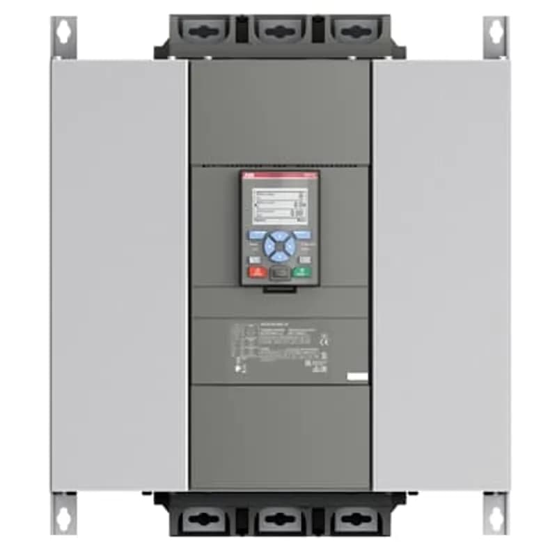 The softstarter PSTX720-600-70 has a rated maximum operational current of 720 A with an operating voltage span from 208...600 V AC. The rated control voltage is between 100...250 V AC at 50/60 Hz. PSTX features a three-phase control soft start and stop through a voltage or a torque ramp. It has built-in bypass for easy installation and energy saving. A RUN, TOR and Event signal is available from relay outputs in NO (normally open state). The PSTX has functions such as current limit, kickstart, analog output, EOL, motor heating and pump cleaning. PSTX also features features jog, braking, stand-still brake, diagnostics, sequence start and emergency/fire pump mode as standard.To interact with PSTX, it has a detachable full graphic display with IP66 and 4x outdoor rating. There are four ways to communicate with PSTX. It can be done by hardwire inputs Start/Stop/Reset of fault, and by three programmable digital inputs. Another popular option is the built-in Fieldbus communication Modbus RTU and incl optional ANYBUS modules with every major protocol such as for example Profinet, Profibus, Modbus TCP, Ethernet IP and others. Another way to communicate with PSTX is to use an external adaptor and a Fieldbus plug. PSTX is the complete alternative for any motor starting application. It’s suitable for medium to large-sized three-phase motors with nominal currents from 30...1250 A inline connection or 52...2160 A inside delta connection. Typical applications are, for example, pumps, fans, compressors, and conveyors.