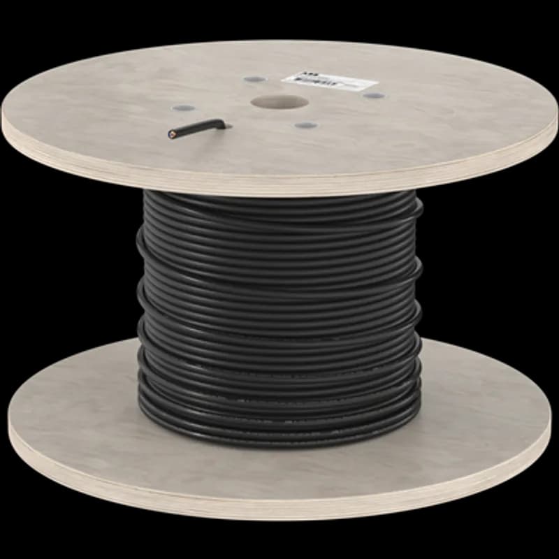 Shielded cable without any connector. 5x0.34 mm2. Black PVC. 100 meter on spool.