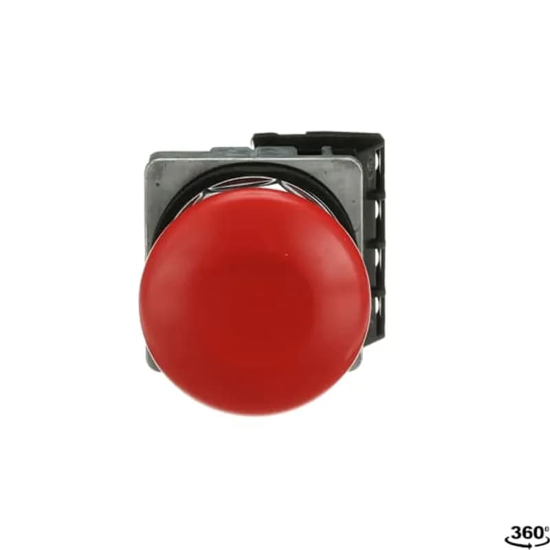 A3 30mm Pilot Device, Pushbutton, 2 Position, Momentary,44mm Mushroom Cap,,,Red Cap,1NC