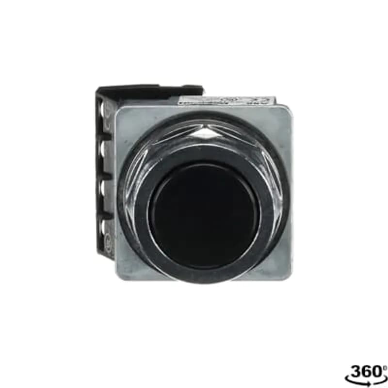 A3 30mm Pilot Device, Pushbutton, 2 Position, Momentary,Flush Cap,,,Black Cap,1NC