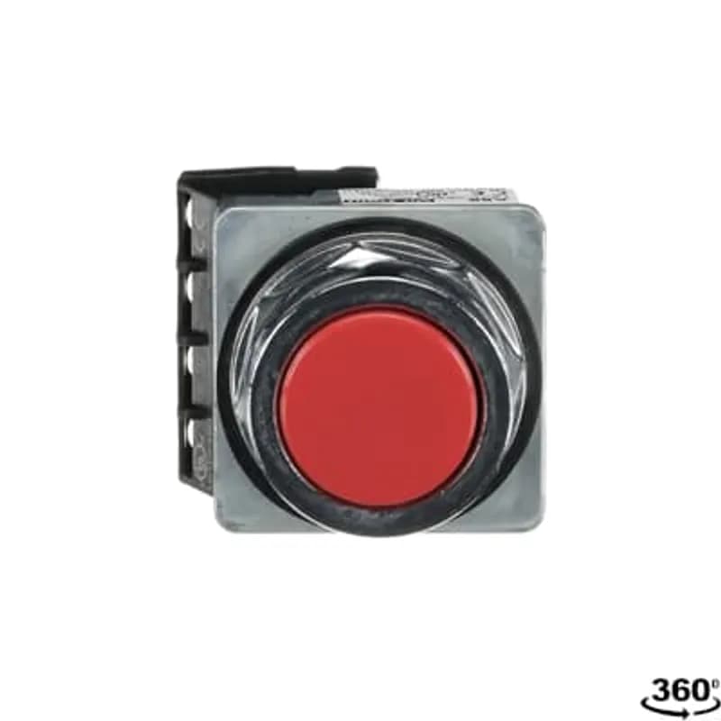 A3 30mm Pilot Device, Pushbutton, 2 Position, Momentary,Flush Cap,,,Red Cap,1NC