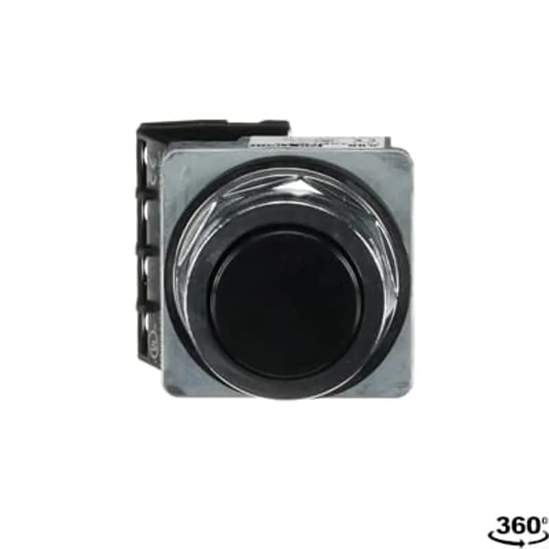 A3 30mm Pilot Device, Pushbutton, 2 Position, Momentary,Flush Cap,,,Black Cap,1NO
