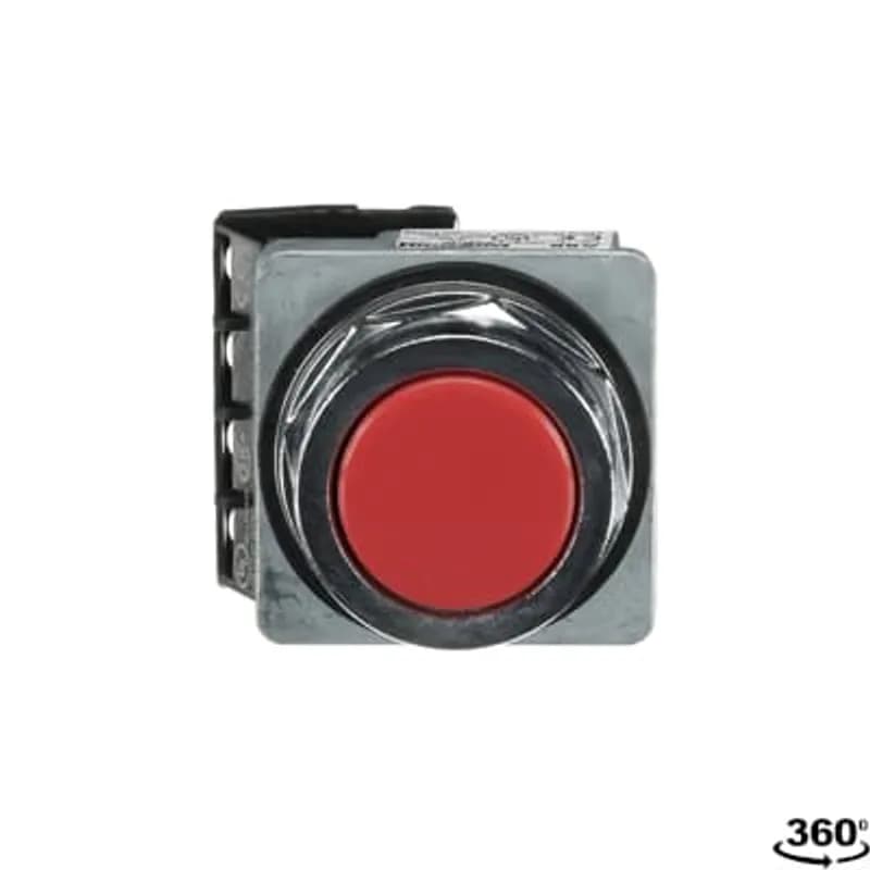 A3 30mm Pilot Device, Pushbutton, 2 Position, Momentary,Flush Cap,,,Red Cap,1NO