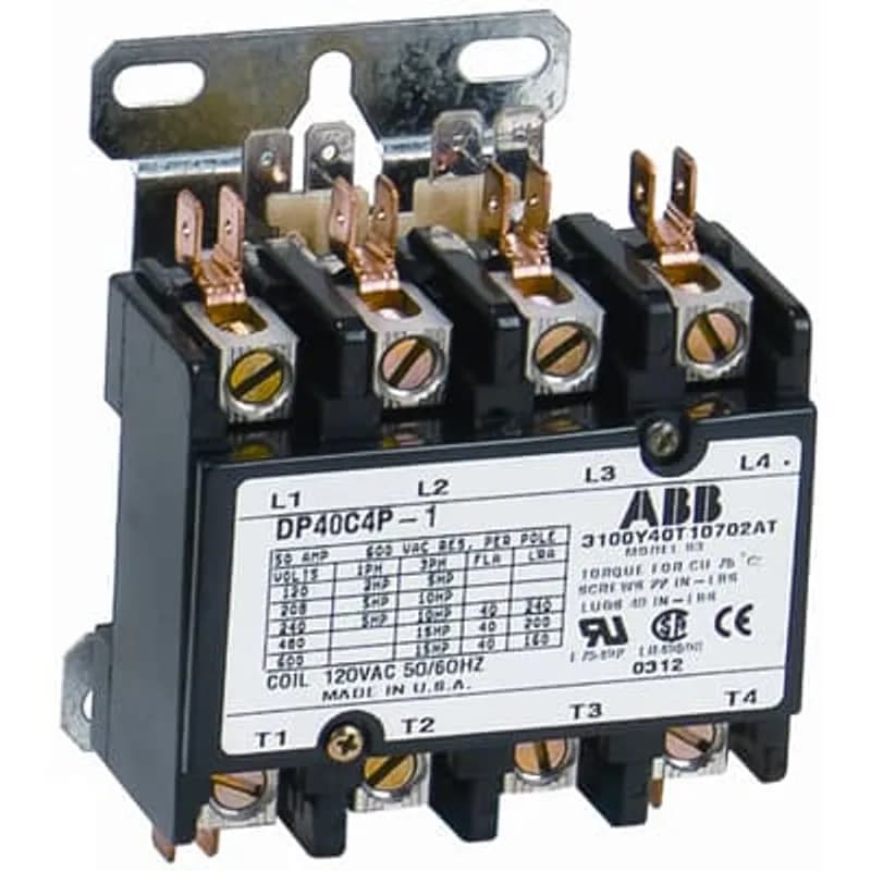 DP40C3P-2 DP contactor provide outstanding performance in various HVAC, Food service equipment, refrigeration and welding applications and meet all relevant standards, including UL, CSA and IEC. Industry standard mounting plate provides easily accessible mounting holes.