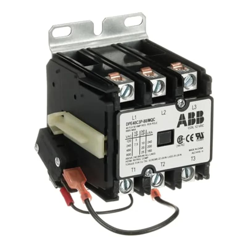 DPE40C3P-80/MQC DP contactor provide outstanding performance in various HVAC, Food service equipment, refrigeration and welding applications and meet all relevant standards, including UL, CSA and IEC. Industry standard mounting plate provides easily accessible mounting holes.