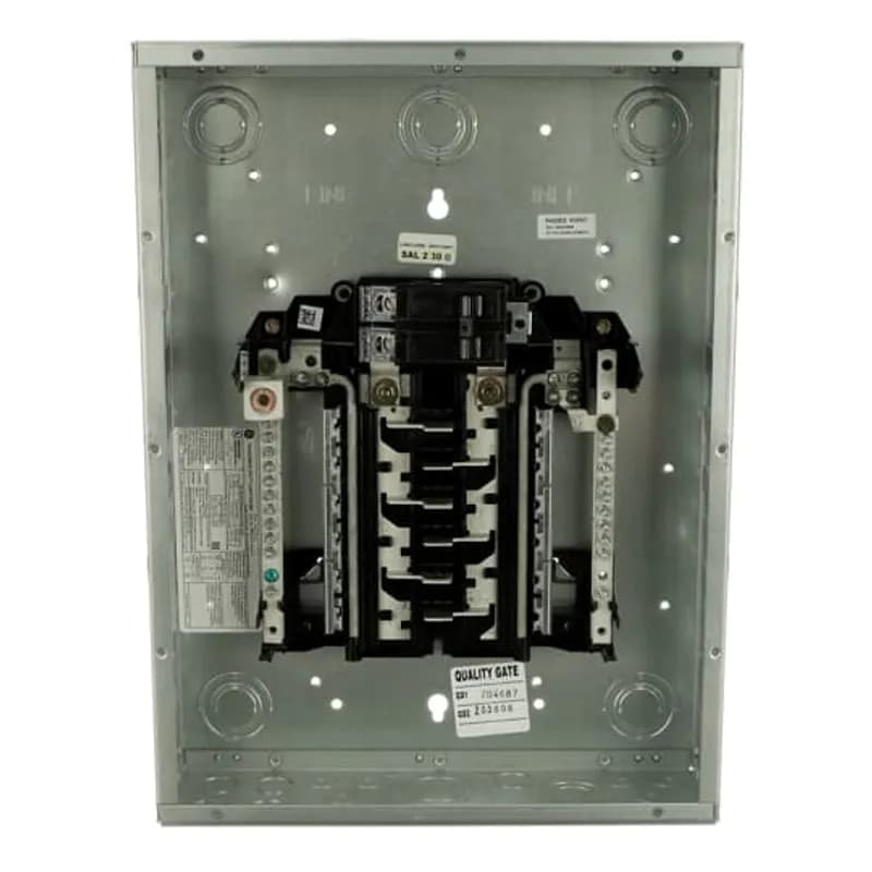 PowerMark PRO main breaker plug-on neutral load centers arrive with a main circuit breaker installed for a convenient and swift install. Main circuit breakers allow for the user to stop the flow of electricity in the load center, shutting off all the power in the residence. The PM1212C features spaces for 12 - 1" circuit breakers and 24 circuits, a 125-ampere bus rating, copper bus bars, and a gray combination/flush enclosure.