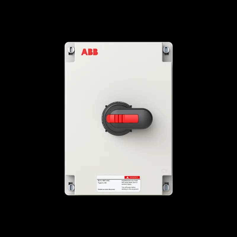 ABB - Electrification EOT580N3CAX-PBA - Enclosed Rotary Disconnects 3Pole Changeover 80A Stainless Steel NEMA Type 4/4X Watertight Black Pistol handle