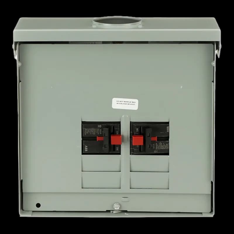 ABB - Electrification TMQ860RCUGEN - ReliaHome generator panels maintain power to such critical circuits as those for furnace, pump, refrigerator, and lights. It features a connected dual breaker mechanism that ensures that only one source is active at a time. Generator panels ensure safety and convenience when using a generator; with a 14,000 peak wattage, 11,520 continuous load, and 48 amps at 240 volts. The TMQ860RCUGEN features a main breaker, spaces for 8, 1" breakers, a 60A main bus ampere, a copper bus, and an outdoor suitable enclosure.