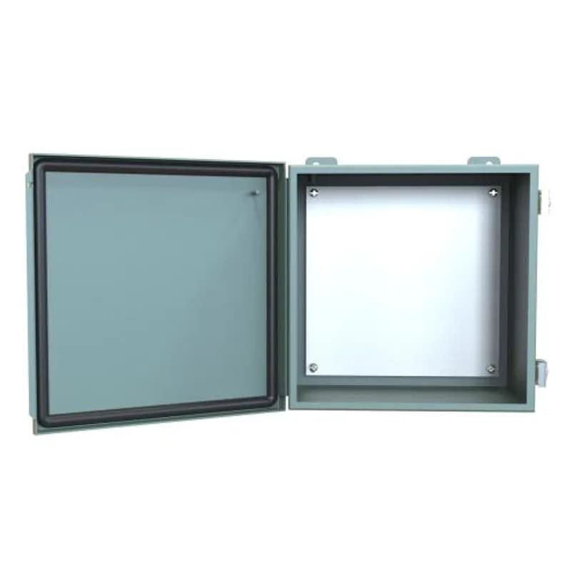 N12 J Box, Hinge Cover w/panel - 10 x 10 x 6 - Steel/Gray
