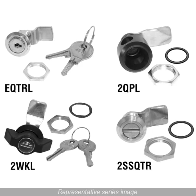Locking qtr turn for swing panel