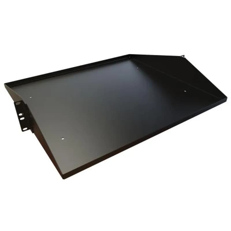 2U 23in Mounting, 19.5in Depth Solid Centered Rack Shelf - Black - 200 lbs rated