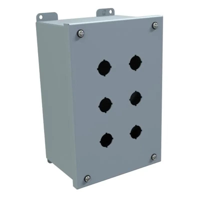 Hammond Manufacturing 1437MH - Pushbutton Encl - Extra Deep - 6 PB x 22.5mm - Steel/Gray