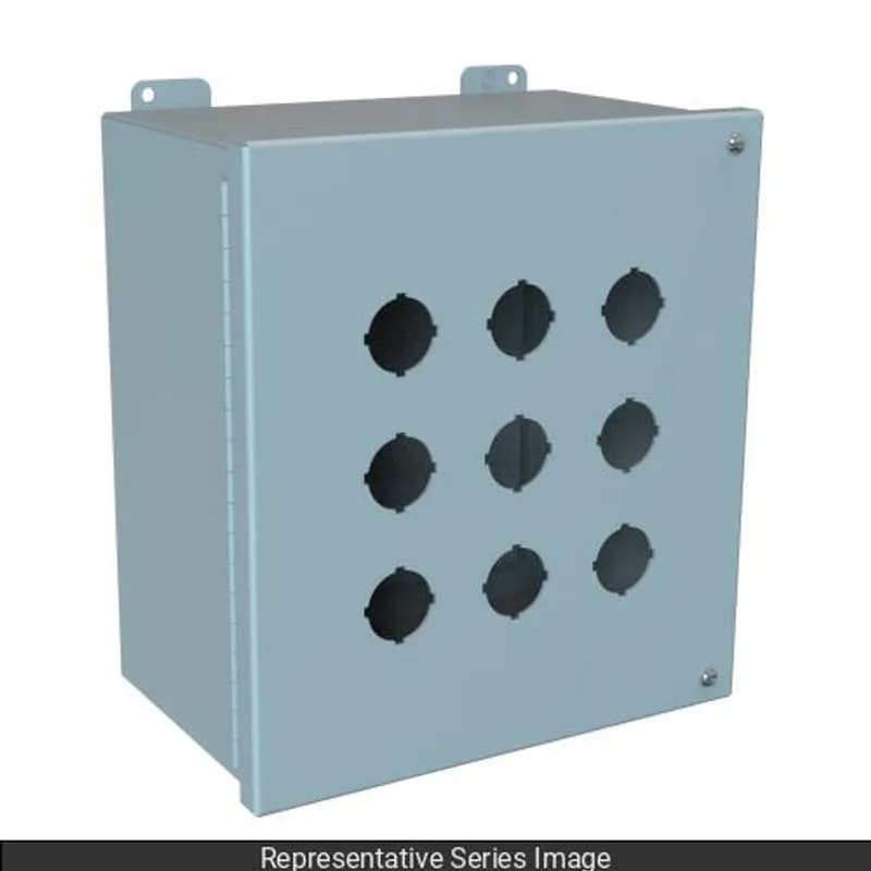 N12 Hinged PB Encl - 12 PB x 22.5mm - Steel/Gray