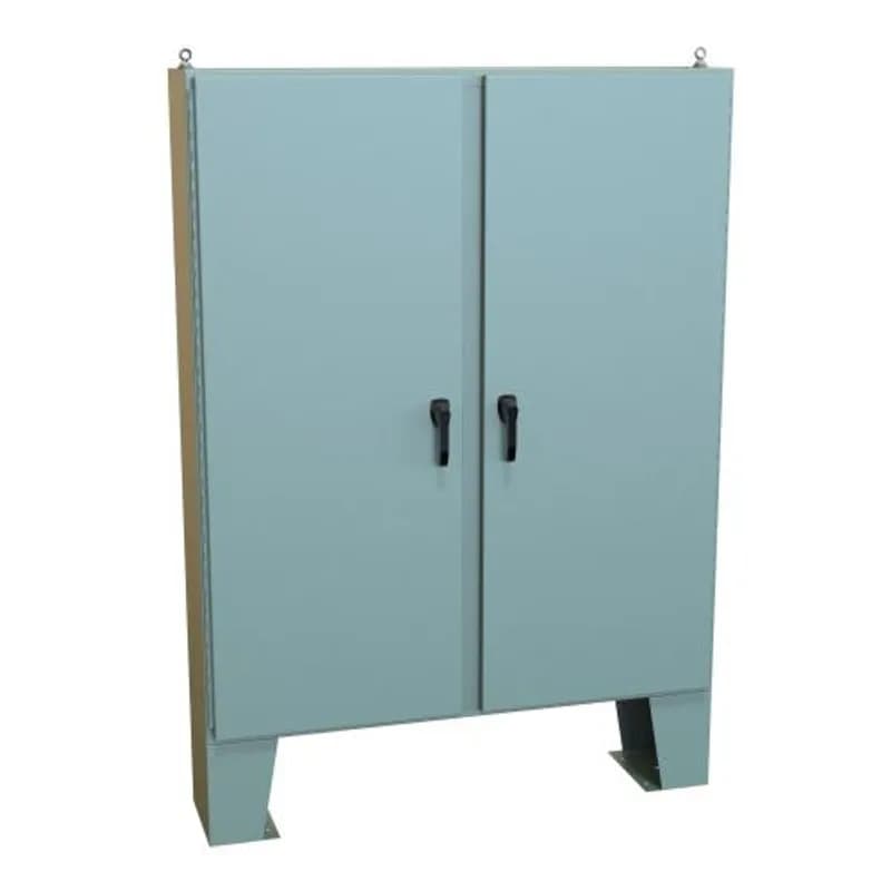 N4 3-pt Dbl Door Floormount Encl w/panel - 72 x 60 x 12 - Steel/Gray