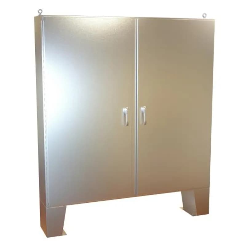 N4X 3-pt Dbl Door Floormount Encl w/panel - 72 x 72 x 12 - 304 SS