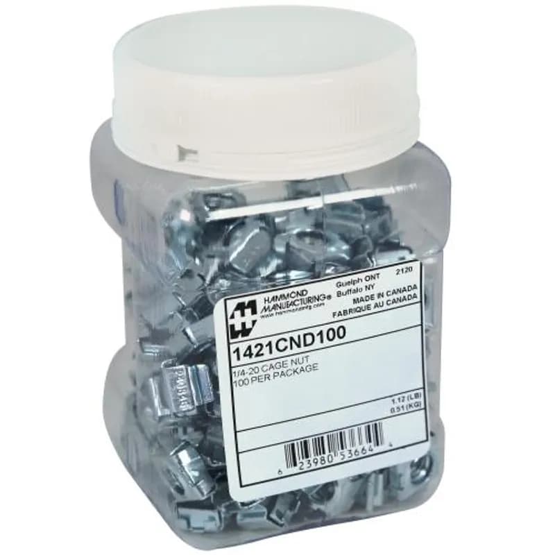 Hammond Manufacturing 1421CND100 - 100 of 1/4-20 cage nut