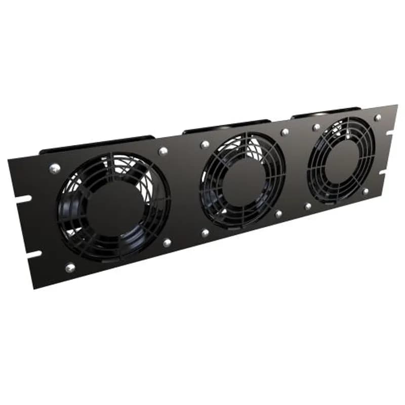 Fan Panel Assembly, 3U, 3 Fans - Steel/Black