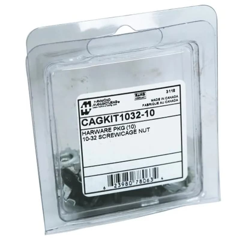 Hammond Manufacturing CAGKIT1032-10 - 10 PKG 10-32 CAGE NUT SCREW KIT