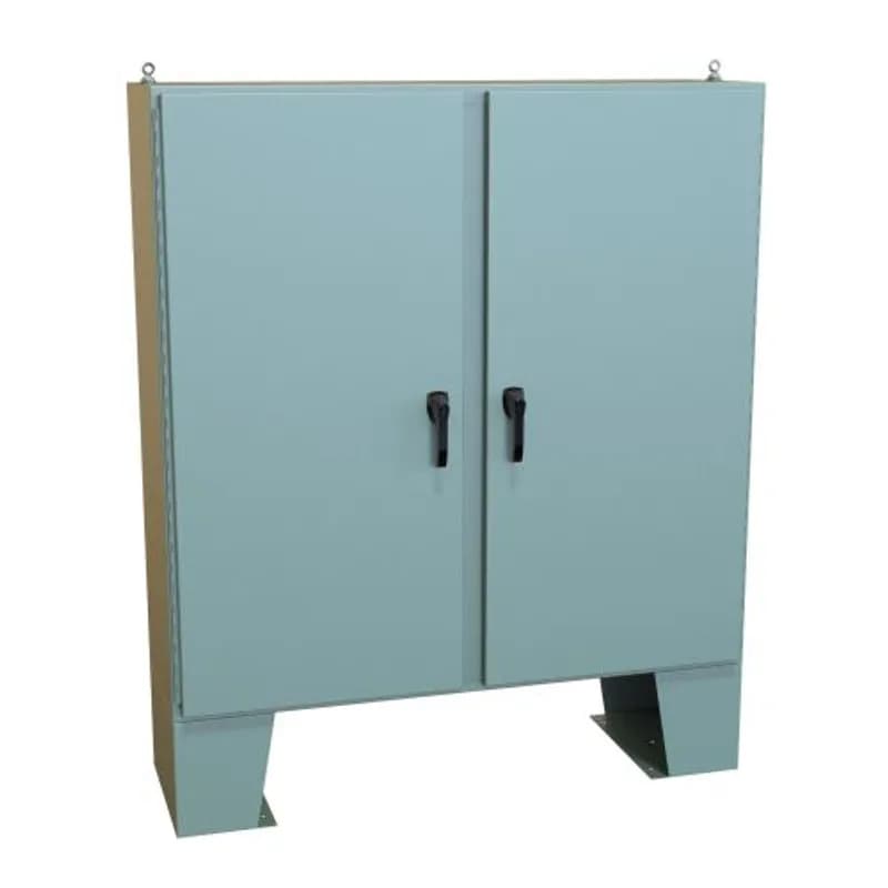 N4 3-pt Dbl Door Floormount Encl w/panel - 60 x 60 x 18 - Steel/Gray