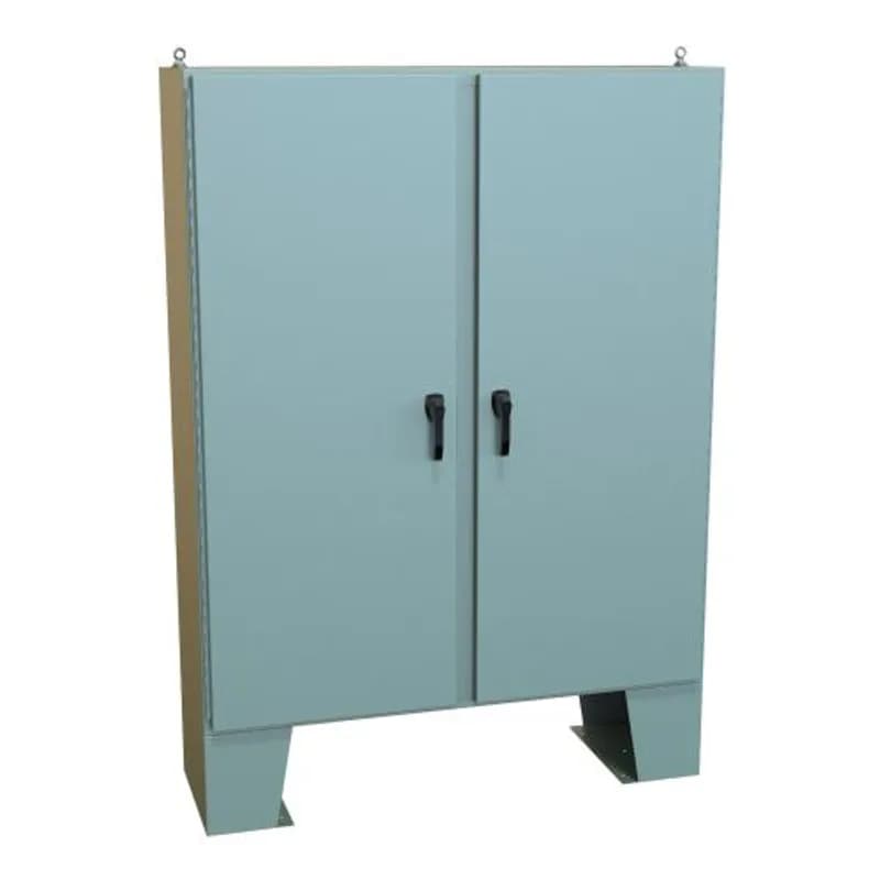 N4 3-pt Dbl Door Floormount Encl w/panel - 72 x 60 x 18 - Steel/Gray