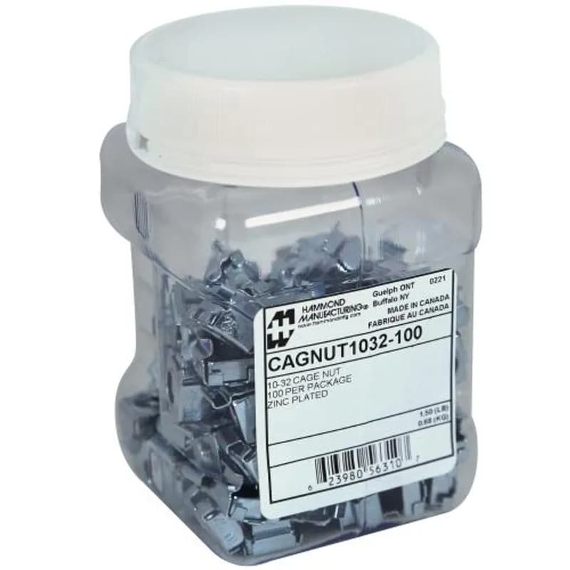 Hammond Manufacturing CAGNUT1032-100 - 100 of 10-32 cage nut