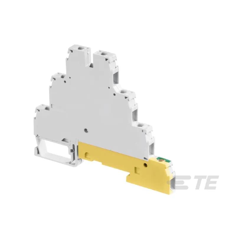 - Save space with triple deck terminal blocks: 4 independent circuits connected in just 6 mm 0.236 in spacing., - Closed terminal block: no end section needed, optimized rigidity.