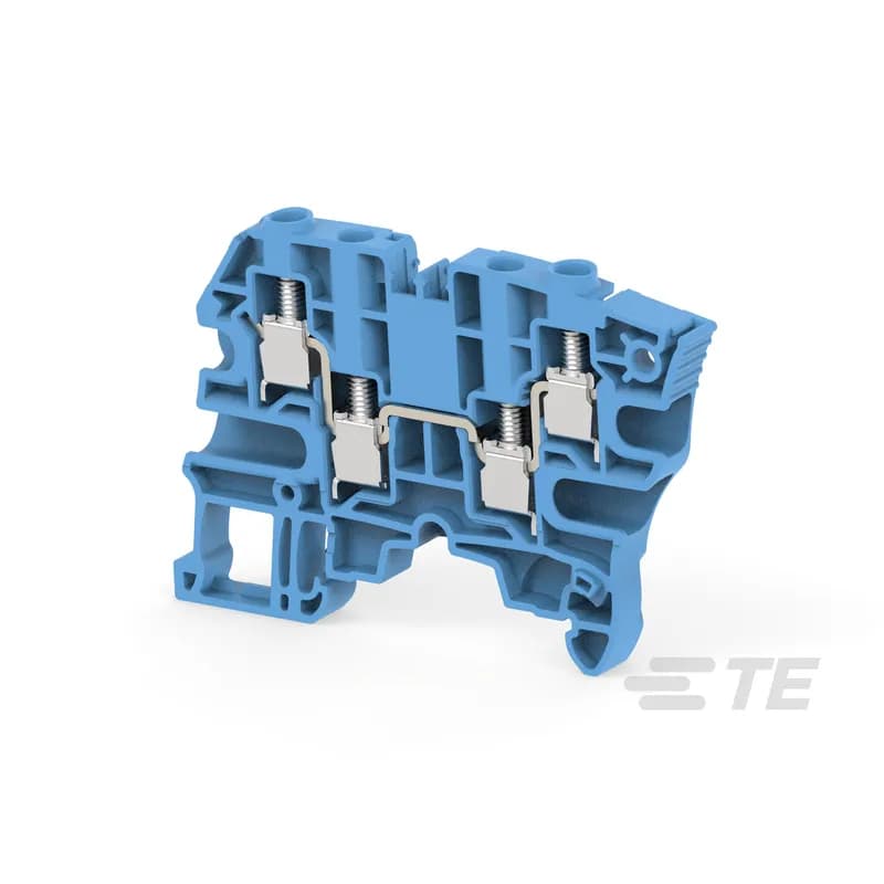 TE Connectivity 1SNK506022R0000 - - High density wiring (one potential distribution on 4 independent screw clamps) in a very low profile and just 6 mm 0.236 in spacing, - Recommended for energy markets and highly demanding applications requiring that only one conductor be connected per clamp.