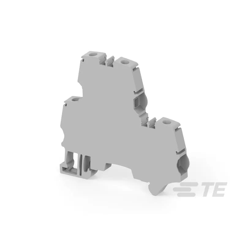 TE Connectivity 1SNK506210R0000 - - Save space with double deck terminal blocks: 2 independent circuits connected in just 6 mm 0.236 in spacing, - Customize yourself the ZS6-D2 by soldering electronic components (up to 8.8 mm x 3.2 mm 0.346 x 0.125 in) in the existing linking bars punching, - Boost the performances: ZS6-D... with ES4-D2 end section is rated 1000 V DC IEC, perfectly adapted to solar applications.