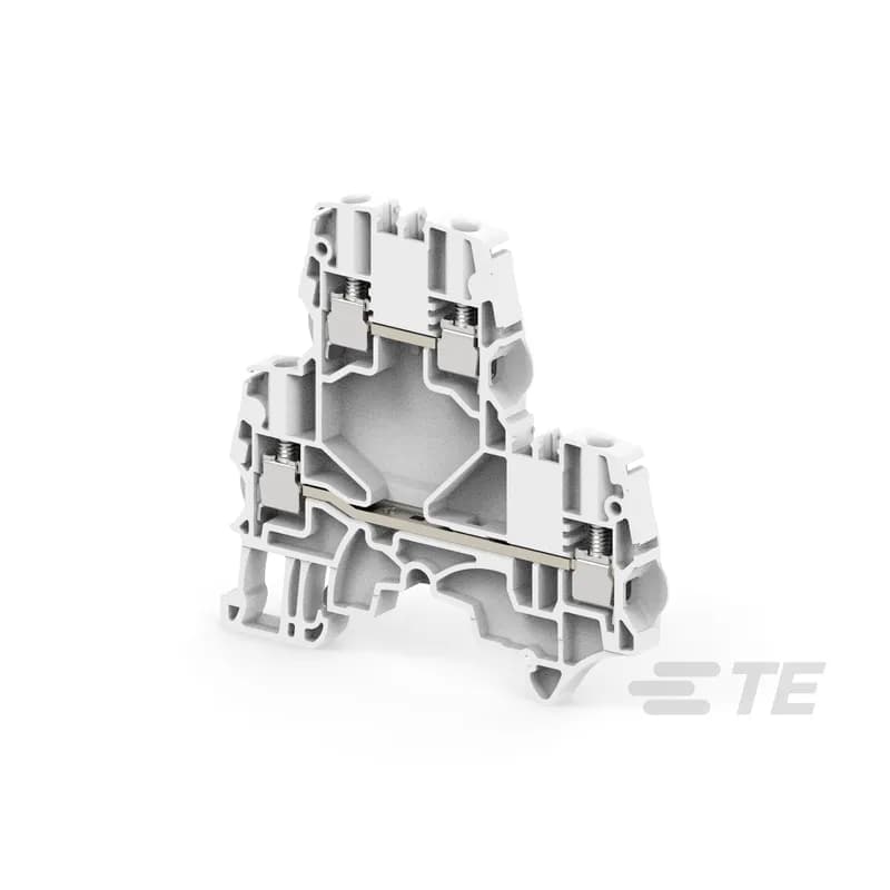 TE Connectivity 1SNK506265R0000 - - Save space with double deck terminal blocks: 2 independent circuits connected in just 6 mm 0.236 in spacing, - Customize yourself the ZS6-D2 by soldering electronic components (up to 8.8 mm x 3.2 mm 0.346 x 0.125 in) in the existing linking bars punching, - Boost the performances: ZS6-D... with ES4-D2 end section is rated 1000 V DC IEC, perfectly adapted to solar applications.