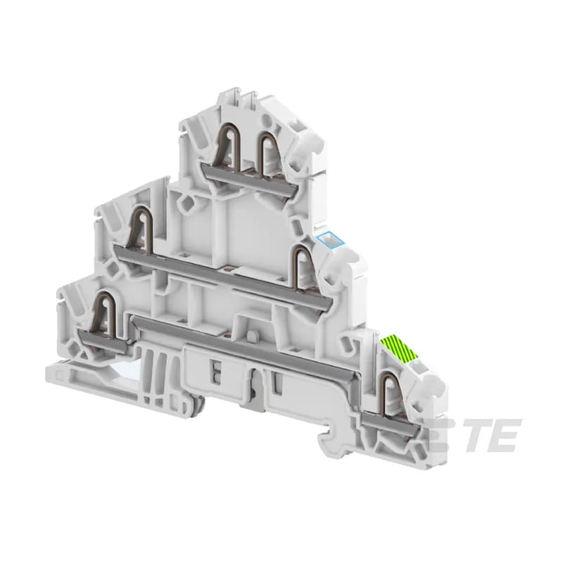 Combine high performance with compact dimensions: -500 V IEC 300 V UL, - 2 feed through circuits, phase and neutral, and 1 ground circuit in just 5.2 mm 0.205 in spacing, - 1 jumper channel and a large input and output marker zone on each deck, - designed for easy wiring.