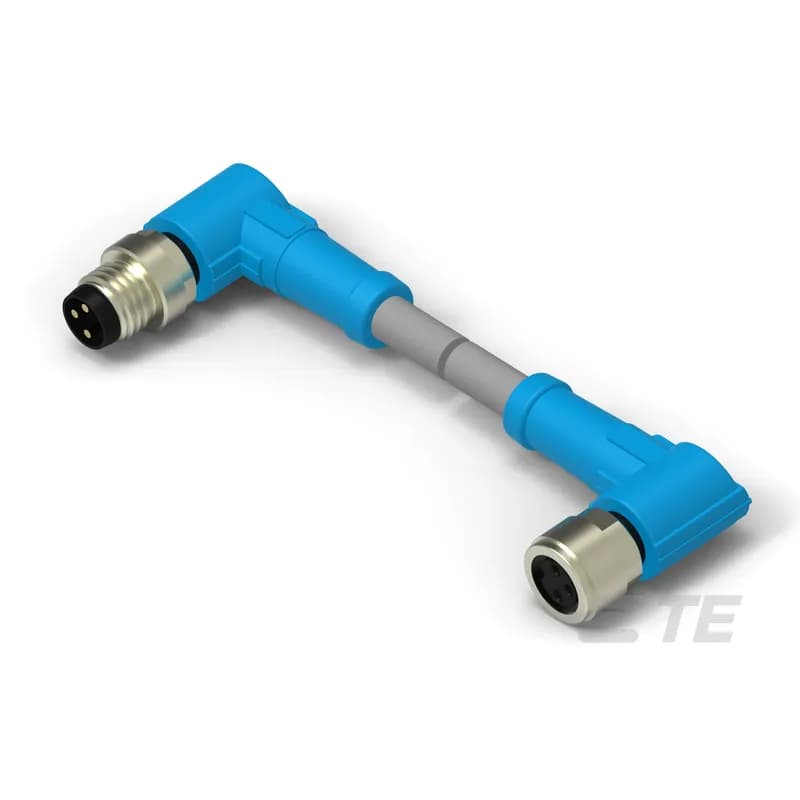 M8/M12 Cable Assemblies, Sensor/Actuator, 3 Position, A Keying Code, M8 Plug, M8 Socket, M8, Right Angle Connector Orientation (End A), M8 Connector