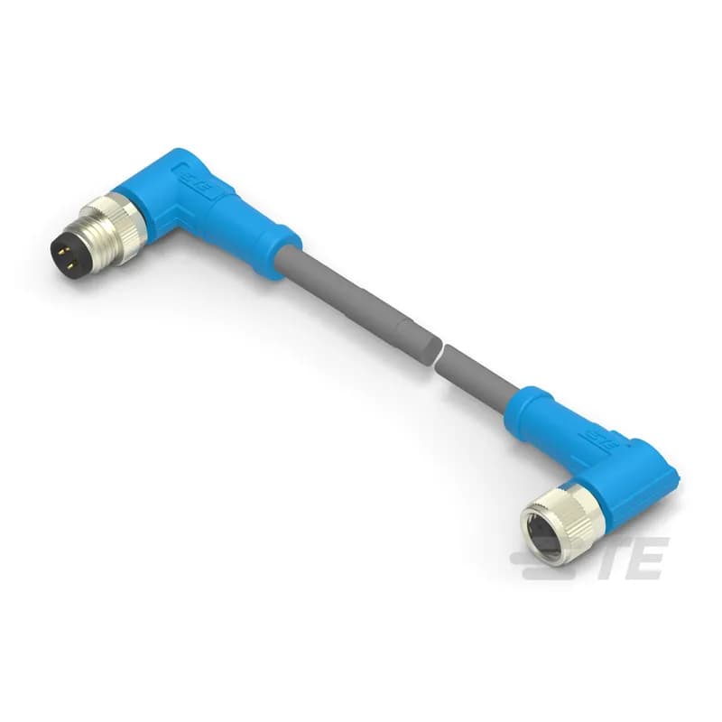M8/M12 Cable Assemblies, Sensor/Actuator, 3 Position, A Keying Code, M8 Plug, M8 Socket, M8, Right Angle Connector Orientation (End A), M8 Connector
