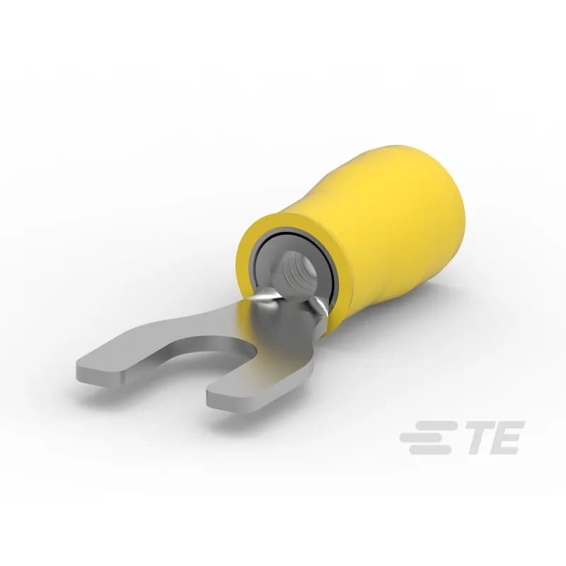 Spade Tongue Terminal, 12 – 10 AWG, #10 Stud Size, 5 mm [.197 in] Stud Diameter, Closed Barrel, Straight, Tin, Partially Insulated, PIDG