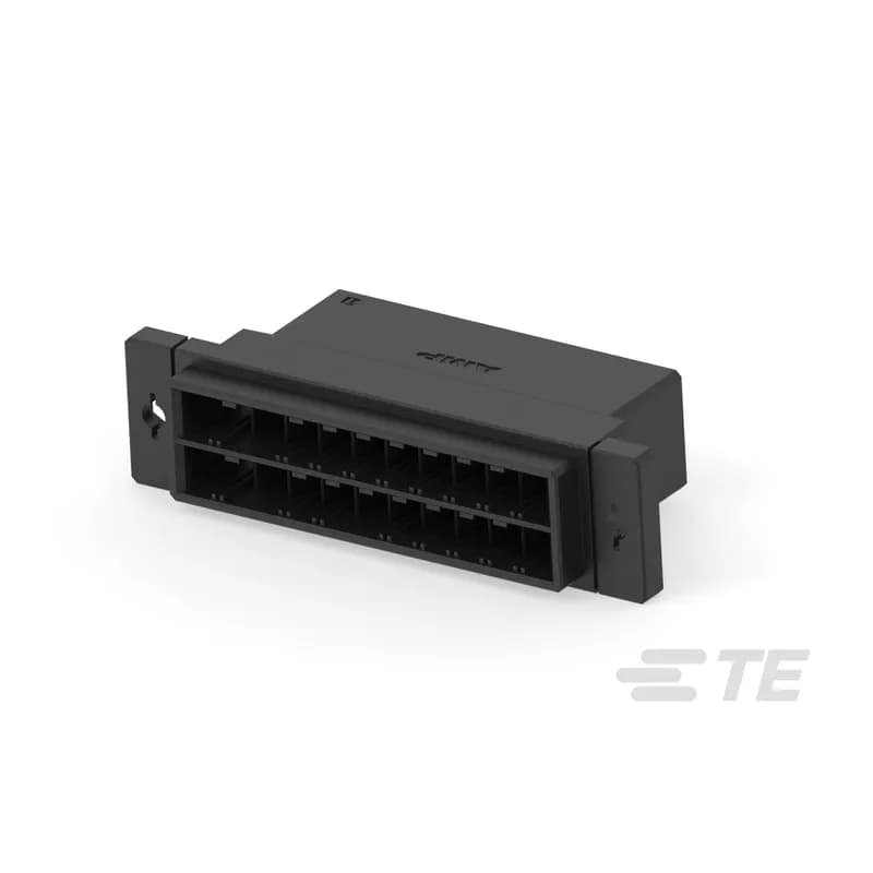 TE Connectivity 1-179555-8 - Housing, Housing for Male Terminals, Wire-to-Wire, 20 Position, 5.08 mm [.2 in] Centerline, Crimp, 2 Row, Black, Wire & Cable, Dynamic 3000 Series